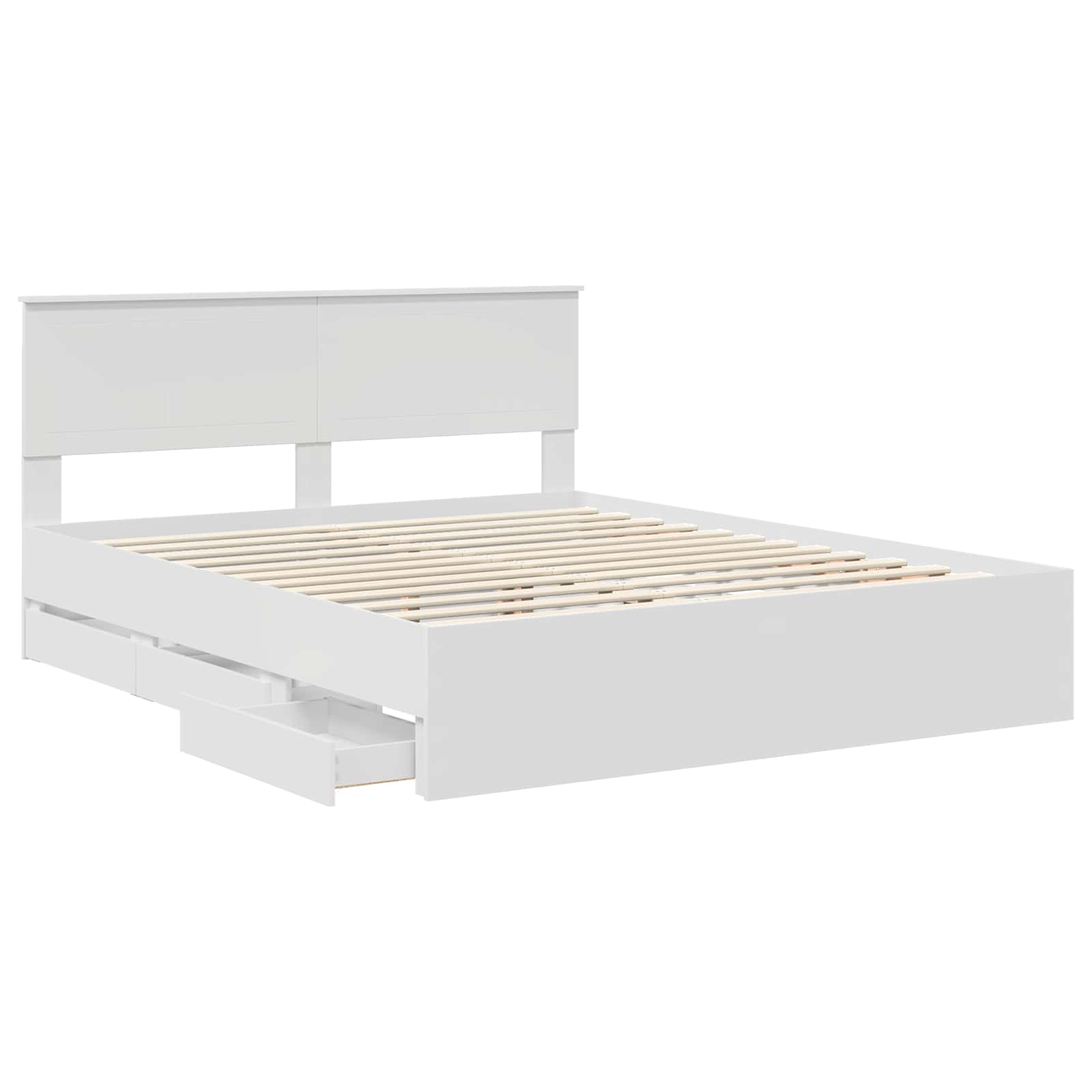 Bedframe met lade met opslag Wit 160 x 200 cm Ingenieurshout
