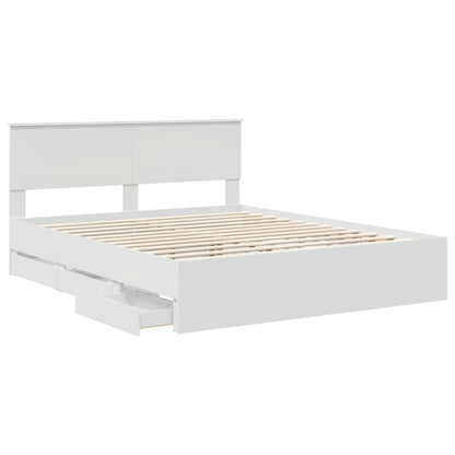 Bedframe met lade met opslag Wit 160 x 200 cm Ingenieurshout