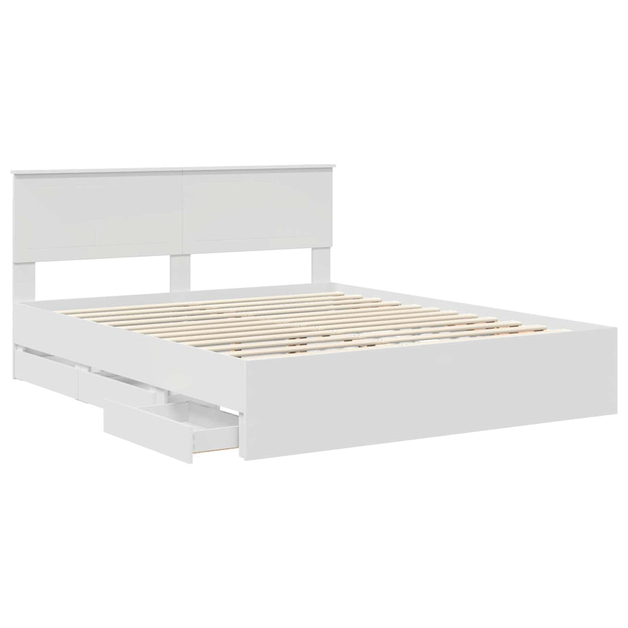 Bedframe met lade met opslag Wit 160 x 200 cm Ingenieurshout