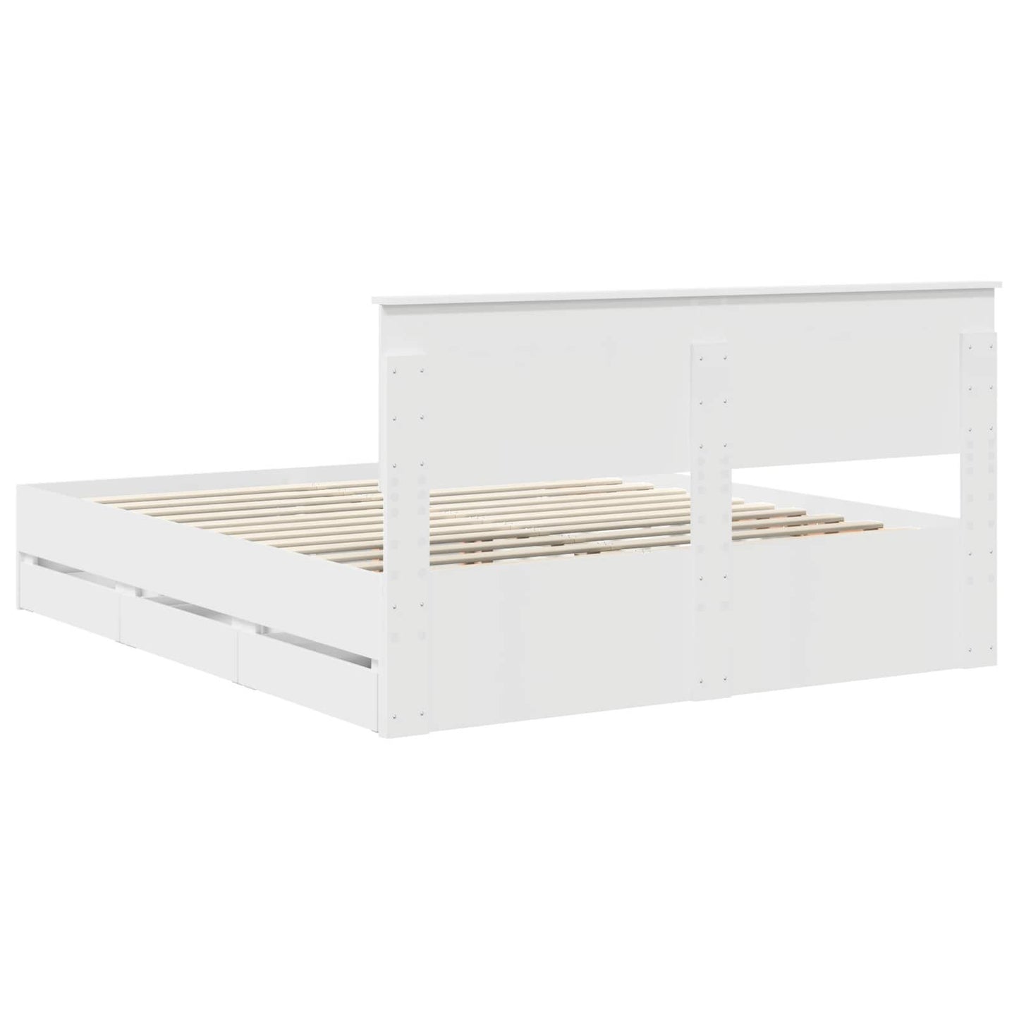 Bedframe met lade met opslag Wit 160 x 200 cm Ingenieurshout