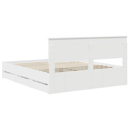 Bedframe met lade met opslag Wit 160 x 200 cm Ingenieurshout