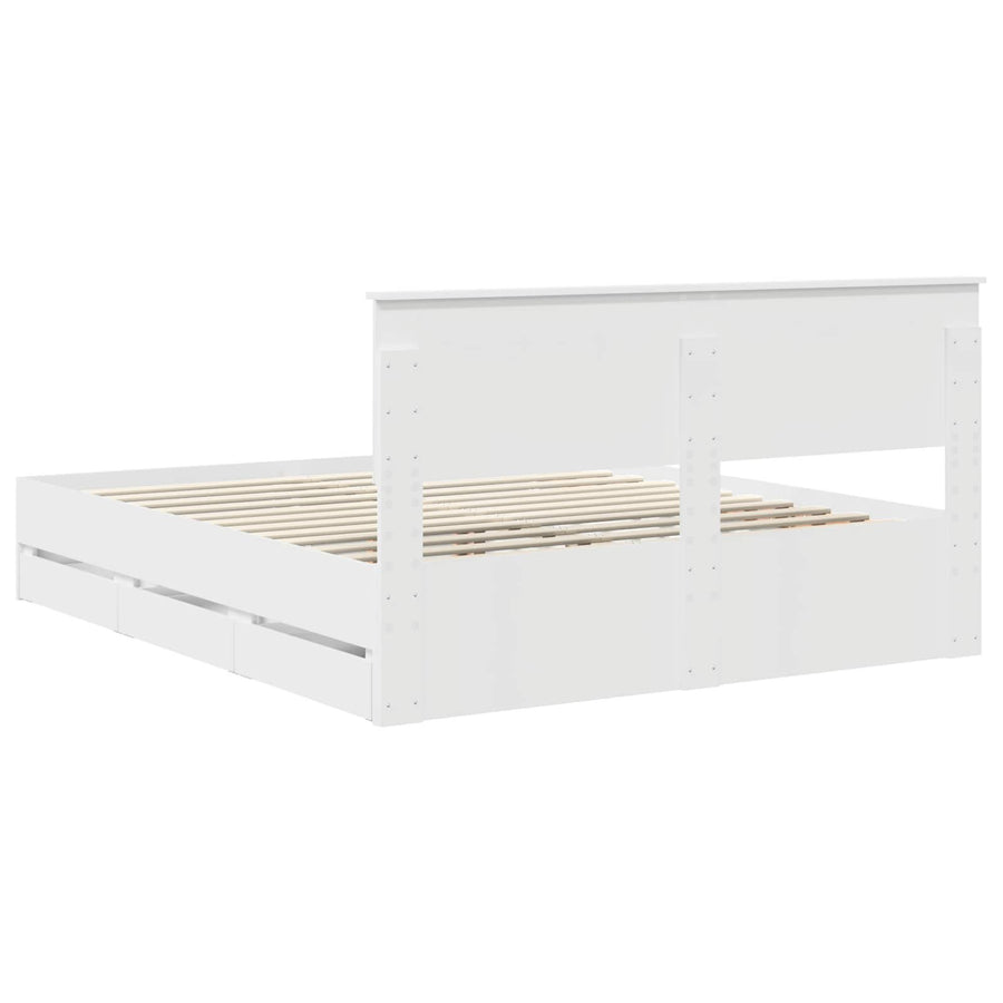 Bedframe met lade met opslag Wit 160 x 200 cm Ingenieurshout