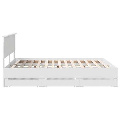 Bedframe met lade met opslag Wit 160 x 200 cm Ingenieurshout