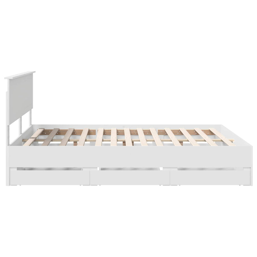 Bedframe met lade met opslag Wit 160 x 200 cm Ingenieurshout