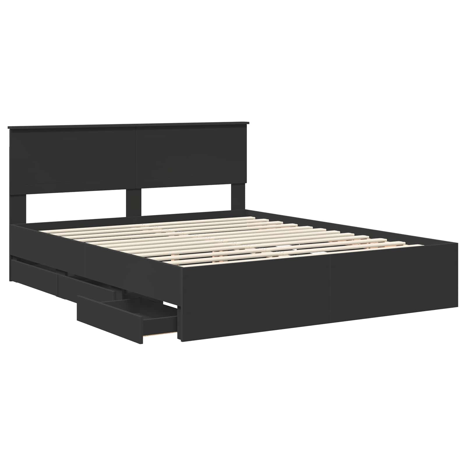 Bedframe met lade met opslag Zwart 160 x 200 cm Ingenieurshout