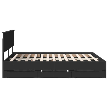 Bedframe met lade met opslag Zwart 160 x 200 cm Ingenieurshout