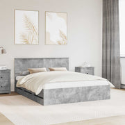 Bed frame with drawer Concrete Grey 160 x 200 cm Engineered wood