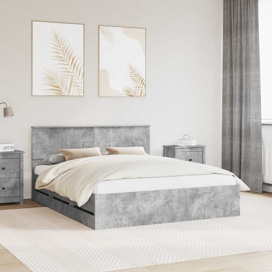Bedframe met lade Beton Grijs 160 x 200 cm Ingenieurshout