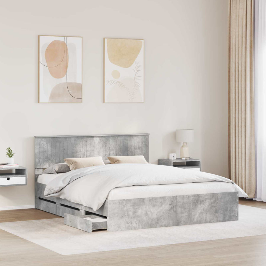 Bedframe met lade Beton Grijs 160 x 200 cm Ingenieurshout