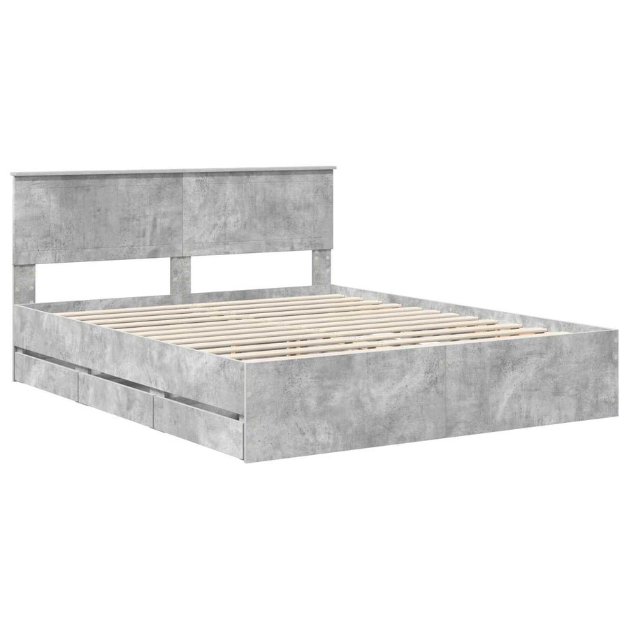 Bedframe met lade Beton Grijs 160 x 200 cm Ingenieurshout