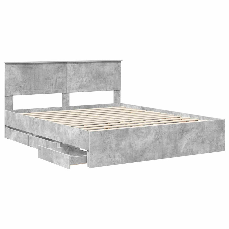 Bedframe met lade Beton Grijs 160 x 200 cm Ingenieurshout