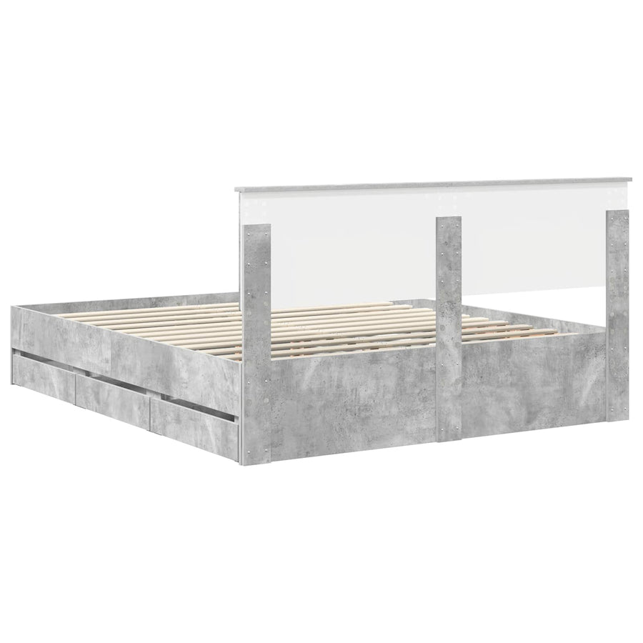Bedframe met lade Beton Grijs 160 x 200 cm Ingenieurshout