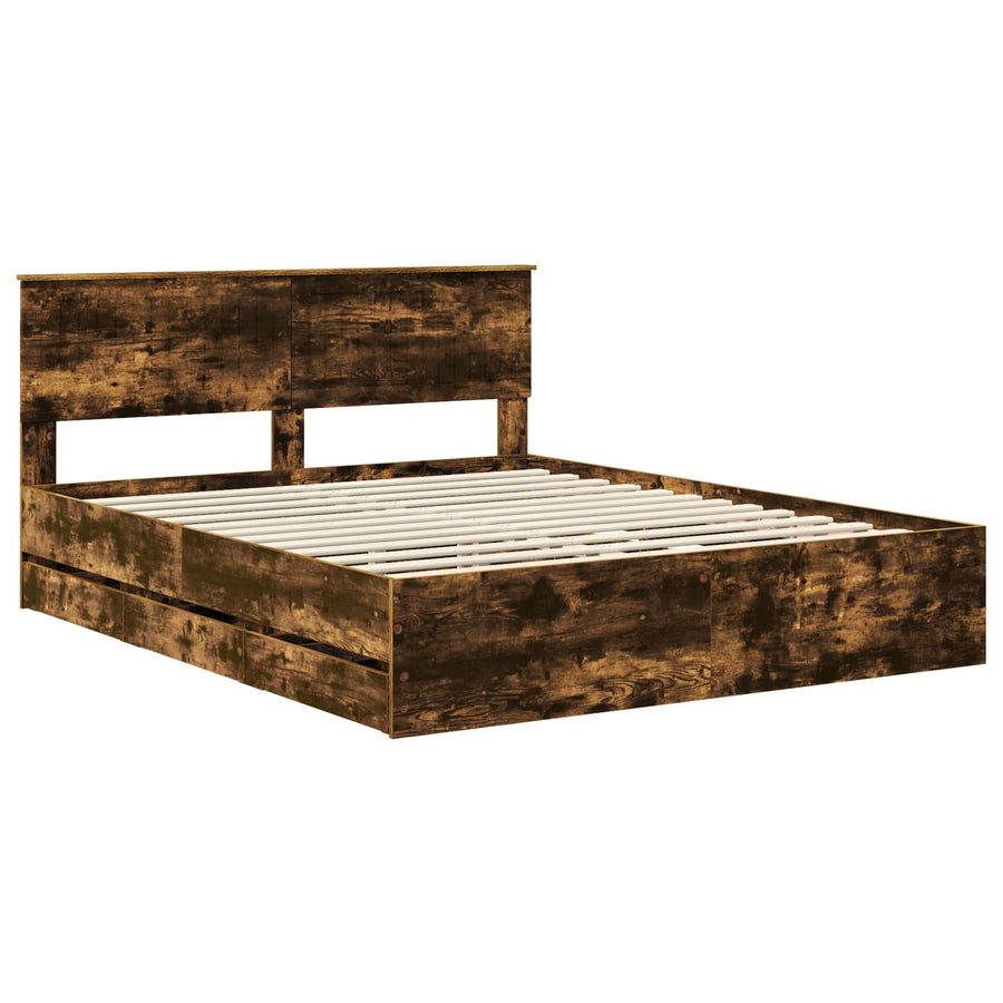 Bedframe met lade Gerookt eiken 160 x 200 cm Ingenieurshout