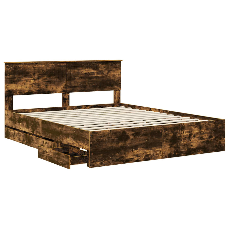 Bedframe met lade Gerookt eiken 160 x 200 cm Ingenieurshout