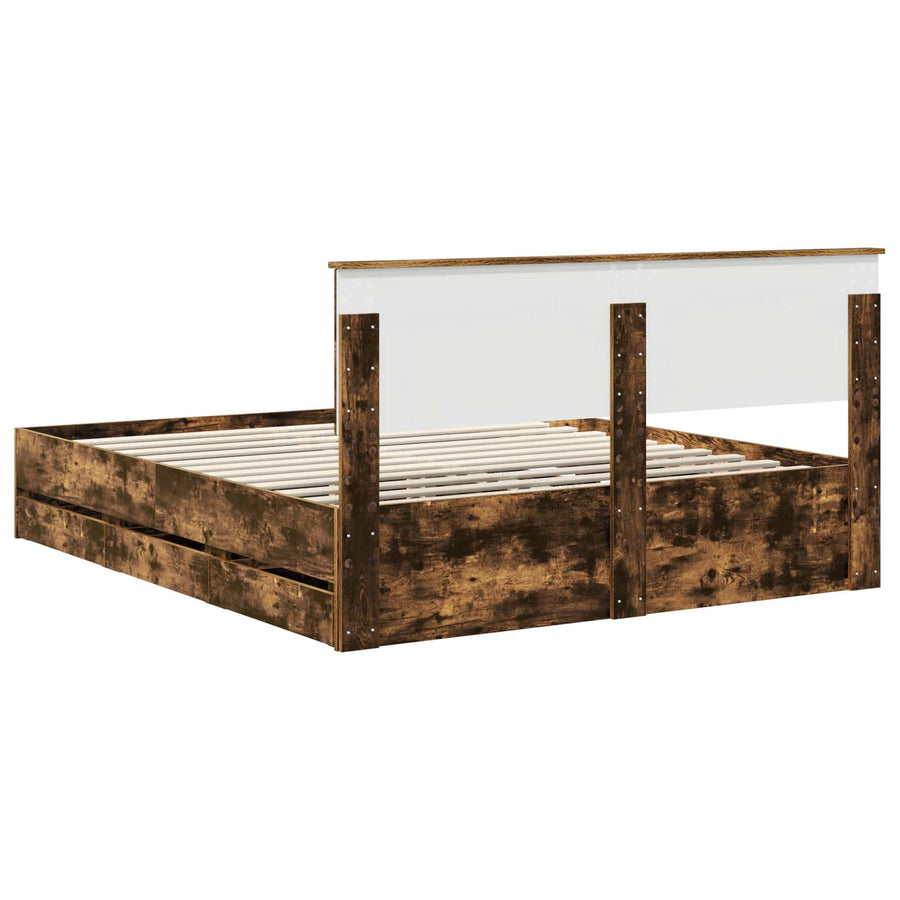 Bedframe met lade Gerookt eiken 160 x 200 cm Ingenieurshout