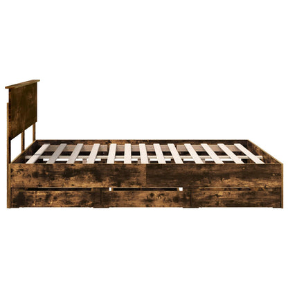 Bedframe met lade Gerookt eiken 160 x 200 cm Ingenieurshout