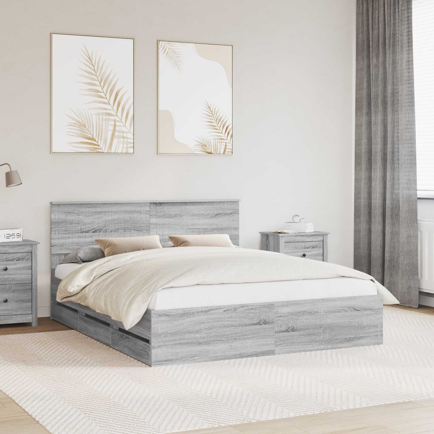 Bedframe met lade Grijs Sonoma 160 x 200 cm Ingenieurshout