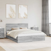 Bed Frame with Drawer Grey Sonoma 160 x 200 cm Engineered Wood