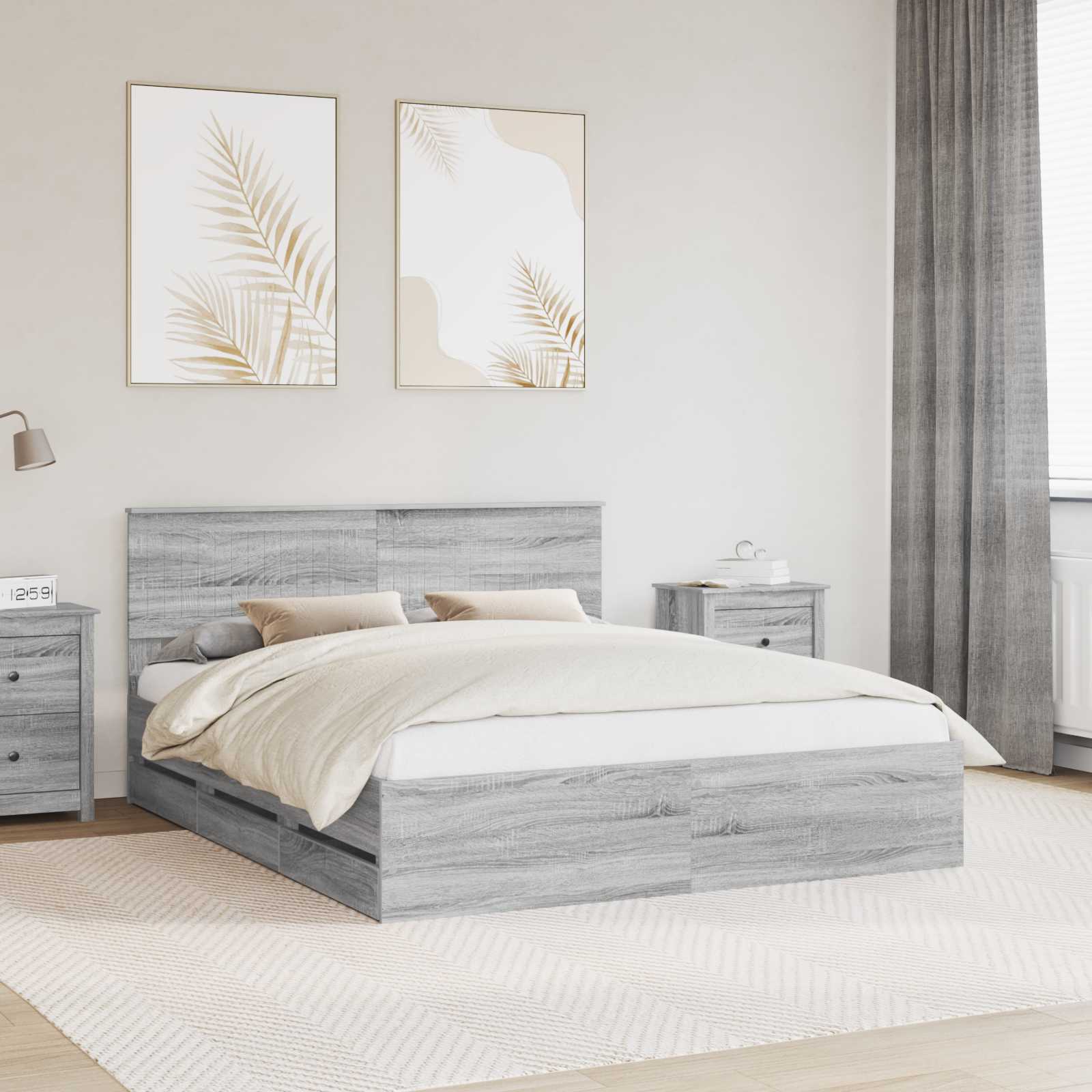Bedframe met lade Grijs Sonoma 160 x 200 cm Ingenieurshout