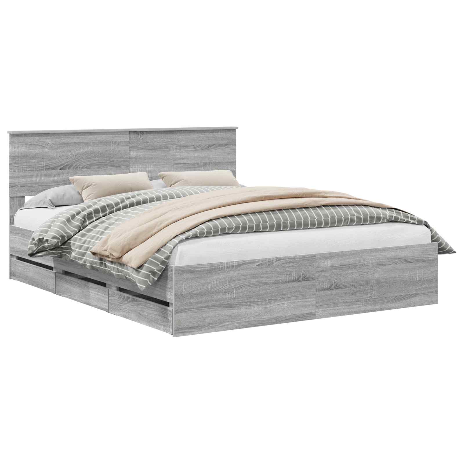 Bedframe met lade Grijs Sonoma 160 x 200 cm Ingenieurshout
