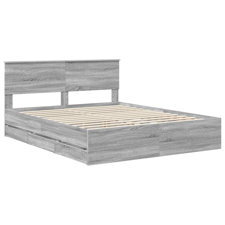 Bedframe met lade Grijs Sonoma 160 x 200 cm Ingenieurshout