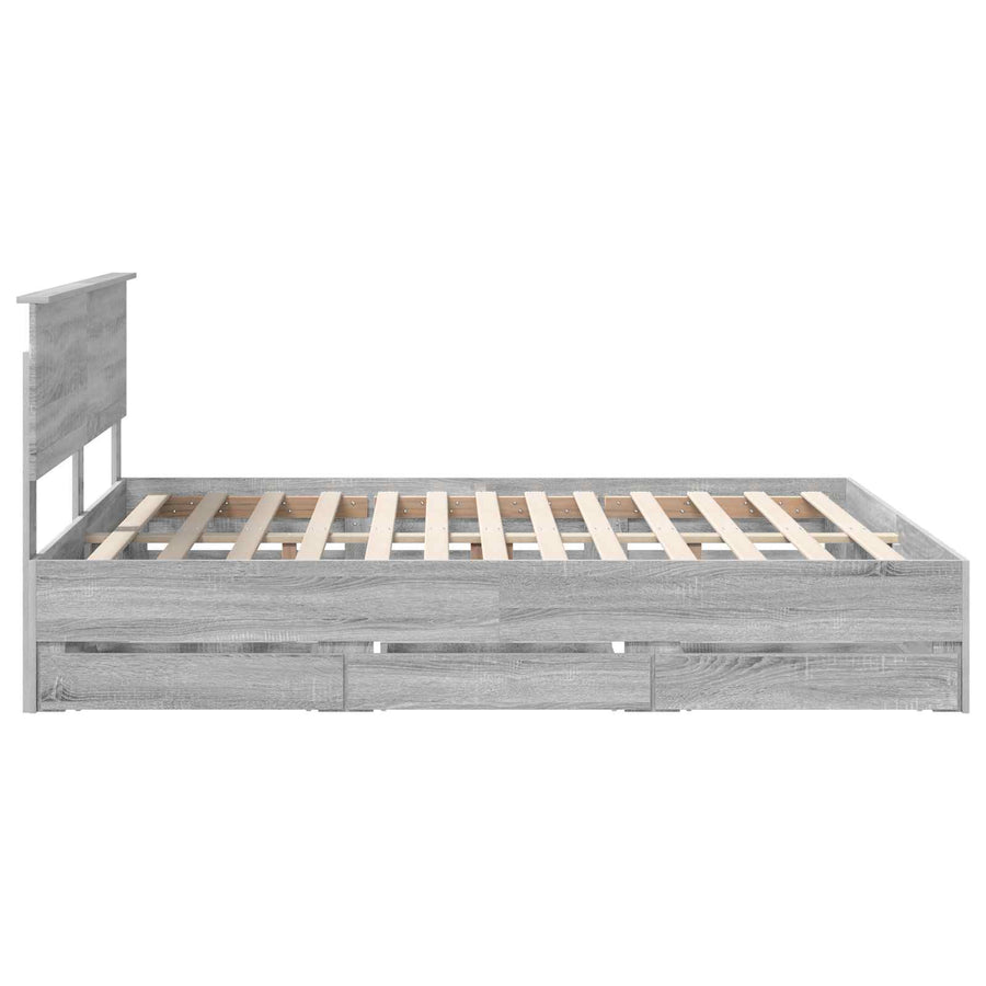 Bedframe met lade Grijs Sonoma 160 x 200 cm Ingenieurshout
