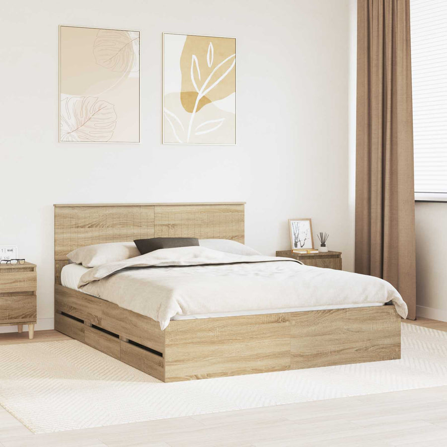 Bedframe met lade Sonoma Eiken 150 x 200 cm Ingenieurshout