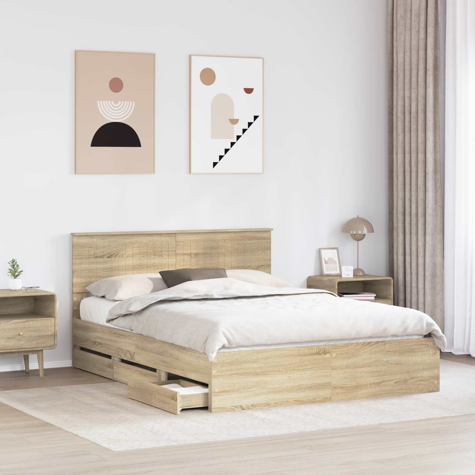 Bedframe met lade Sonoma Eiken 150 x 200 cm Ingenieurshout