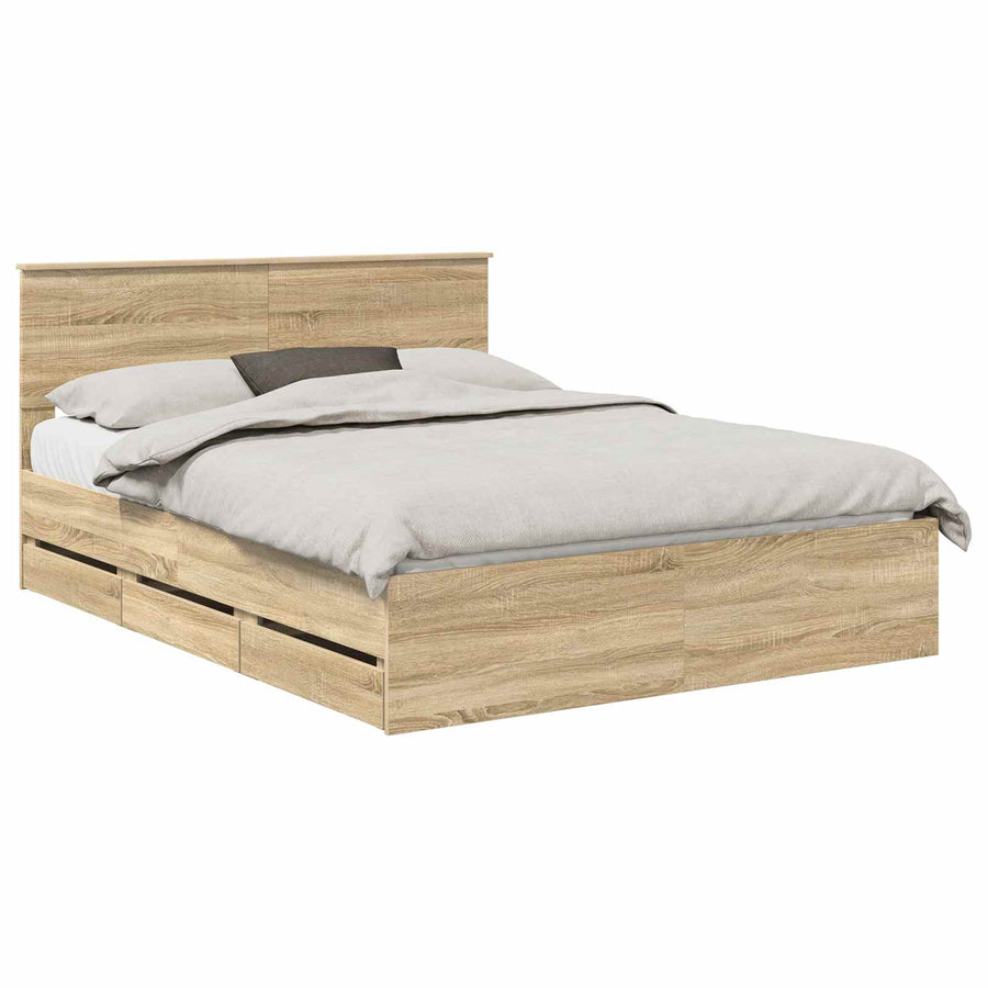 Bedframe met lade Sonoma Eiken 150 x 200 cm Ingenieurshout