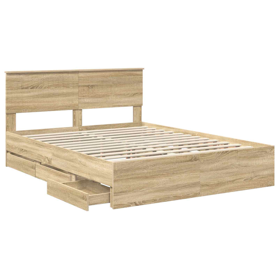 Bedframe met lade Sonoma Eiken 150 x 200 cm Ingenieurshout