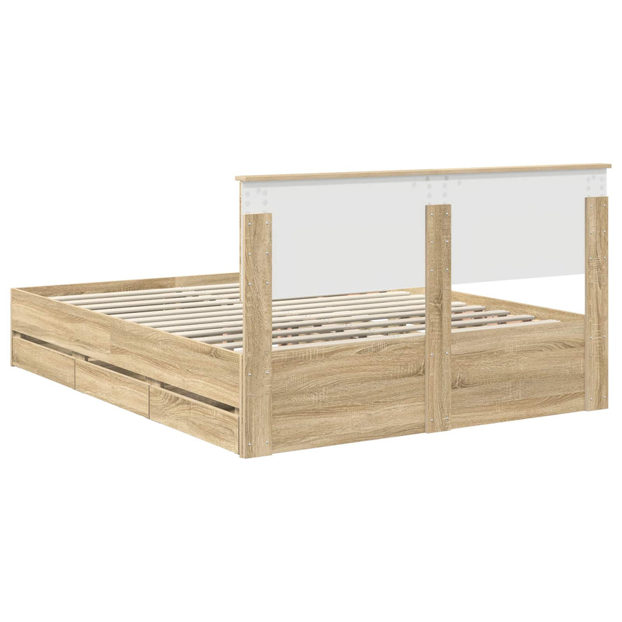 Bedframe met lade Sonoma Eiken 150 x 200 cm Ingenieurshout
