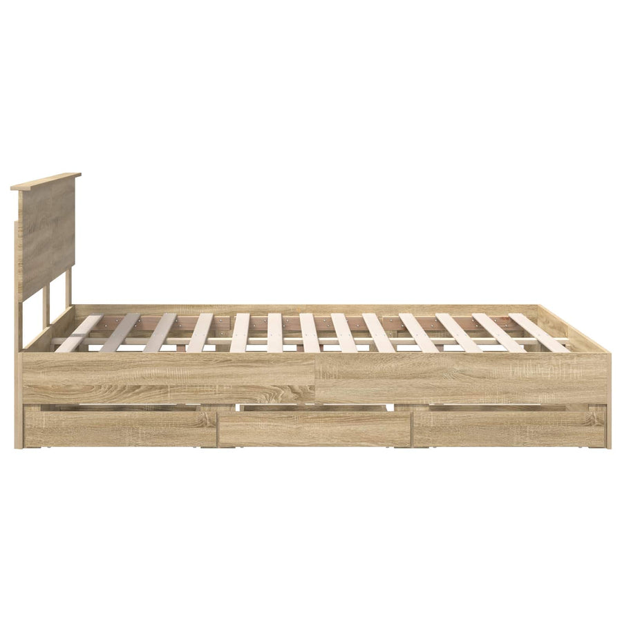 Bedframe met lade Sonoma Eiken 150 x 200 cm Ingenieurshout