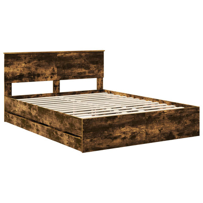 Bedframe met lade Gerookt eiken 150 x 200 cm Ingenieurshout
