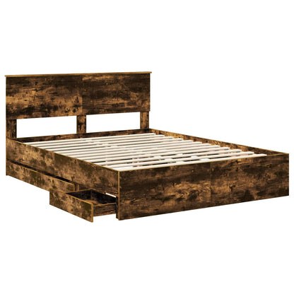 Bedframe met lade Gerookt eiken 150 x 200 cm Ingenieurshout