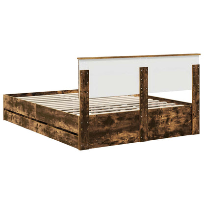 Bedframe met lade Gerookt eiken 150 x 200 cm Ingenieurshout