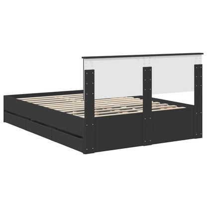 Bedframe met lade met opslag Zwart 140 x 200 cm Ingenieurshout