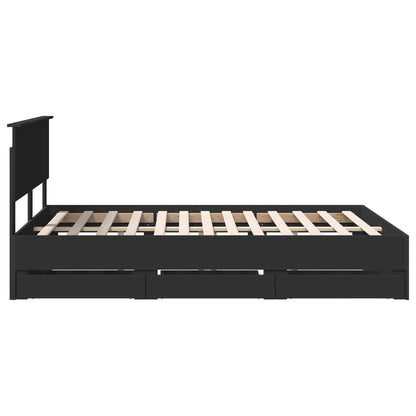 Bedframe met lade met opslag Zwart 140 x 200 cm Ingenieurshout