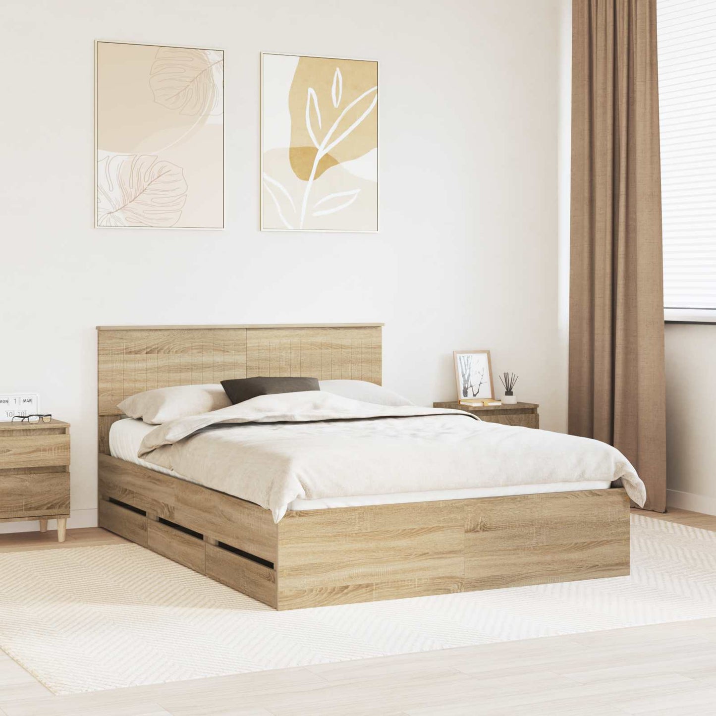 Bedframe met lade Sonoma Eiken 140 x 200 cm Ingenieurshout