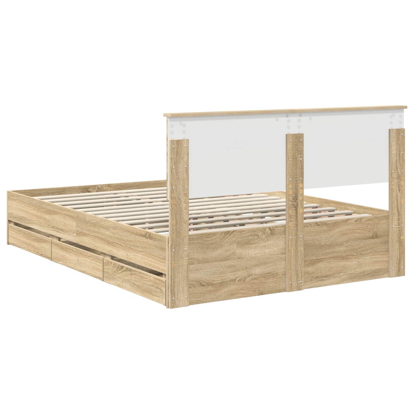 Bedframe met lade Sonoma Eiken 140 x 200 cm Ingenieurshout