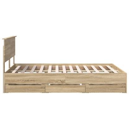 Bedframe met lade Sonoma Eiken 140 x 200 cm Ingenieurshout