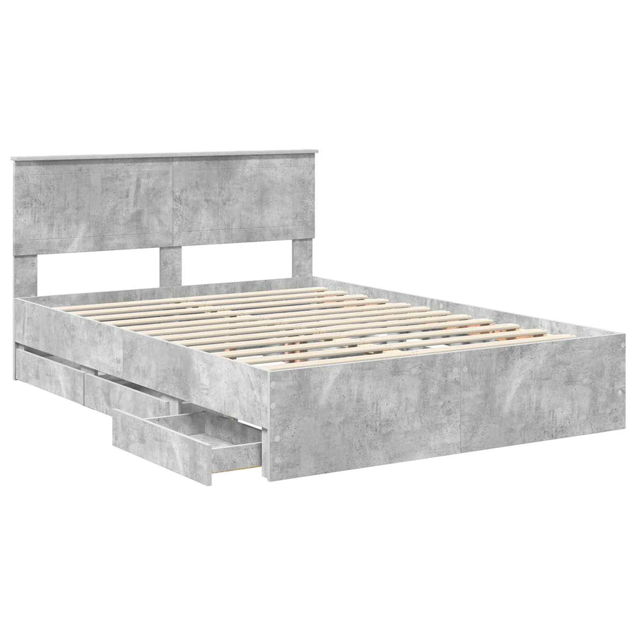 Bedframe met lade Beton Grijs 140 x 200 cm Ingenieurshout