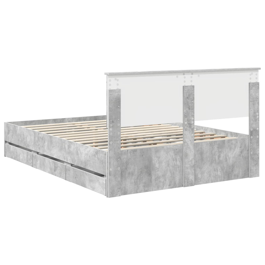 Bedframe met lade Beton Grijs 140 x 200 cm Ingenieurshout