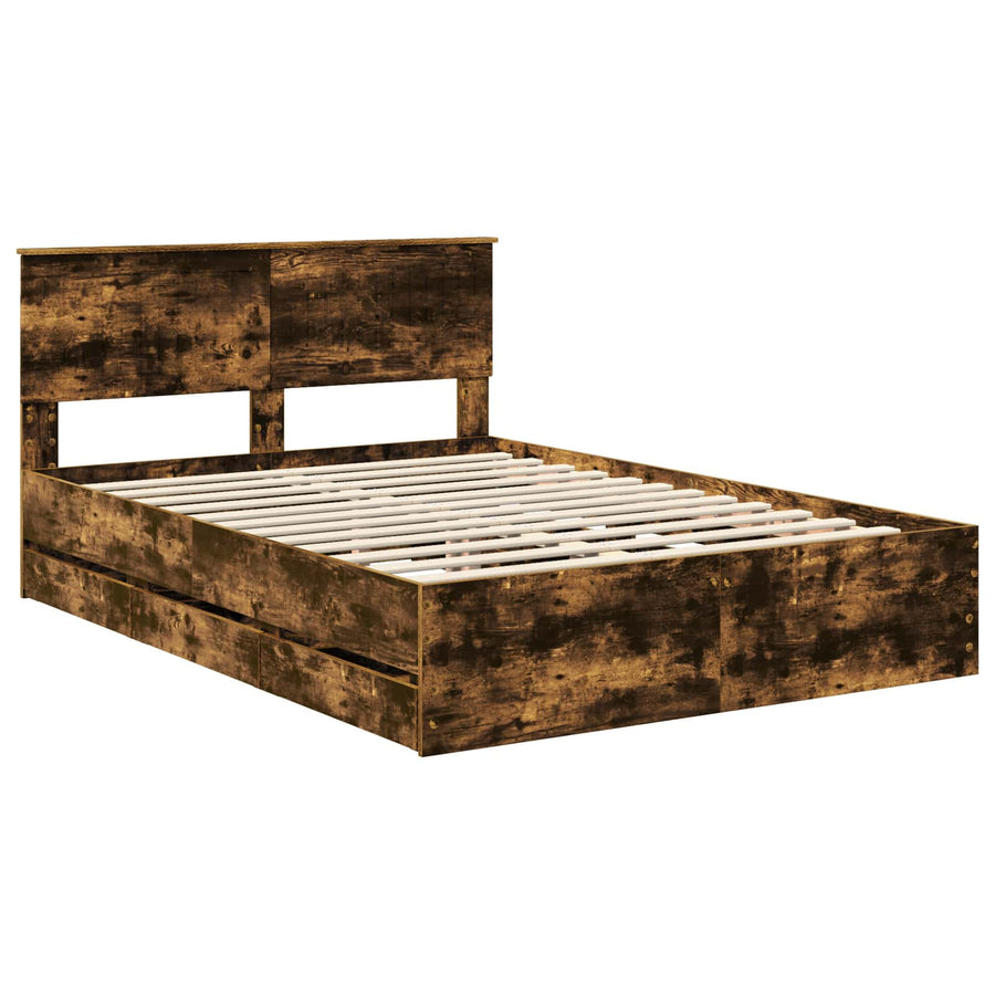 Bedframe met lade Gerookt eiken 140 x 200 cm Ingenieurshout