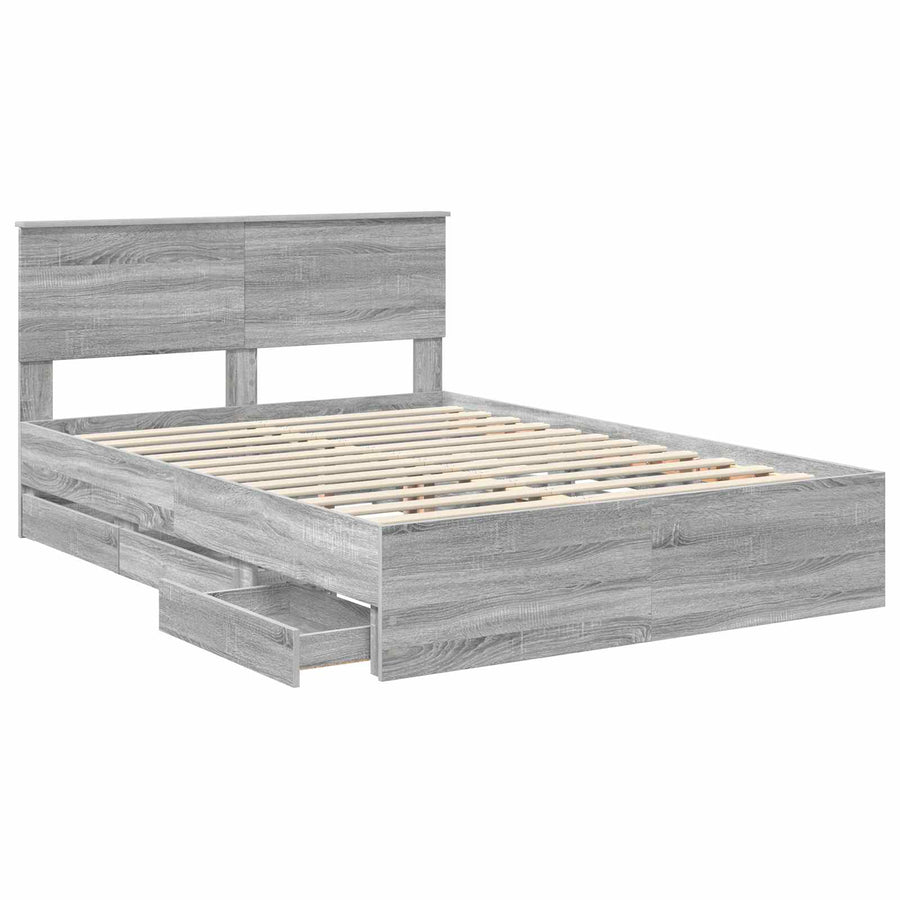 Bedframe met lade Grijs Sonoma 140 x 200 cm Ingenieurshout