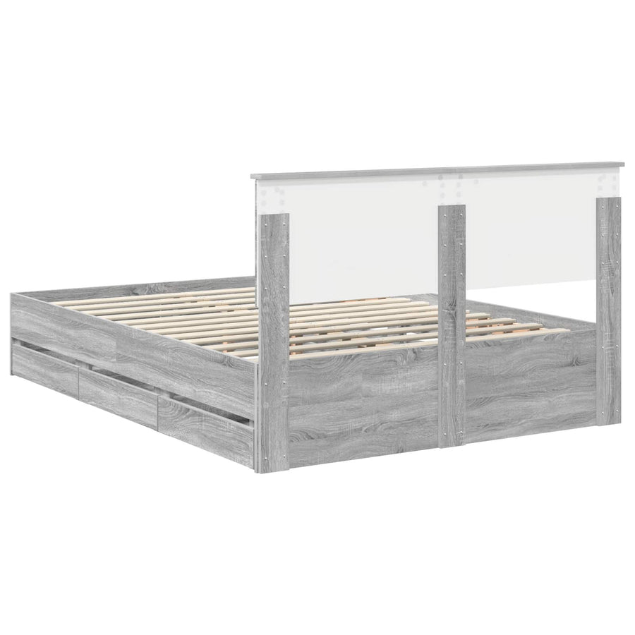 Bedframe met lade Grijs Sonoma 140 x 200 cm Ingenieurshout
