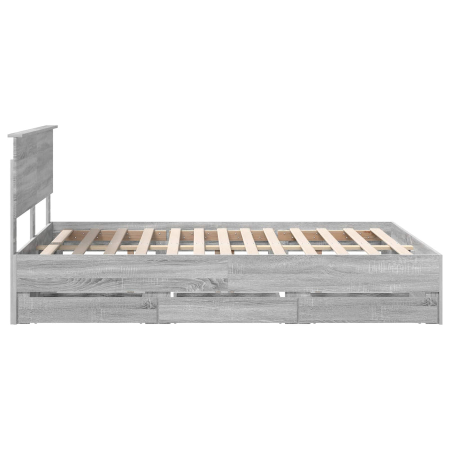 Bedframe met lade Grijs Sonoma 140 x 200 cm Ingenieurshout