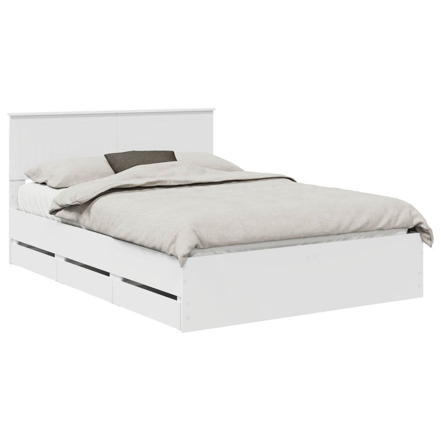 Bedframe met lade met opslag Wit 140 x 190 cm Ingenieurshout