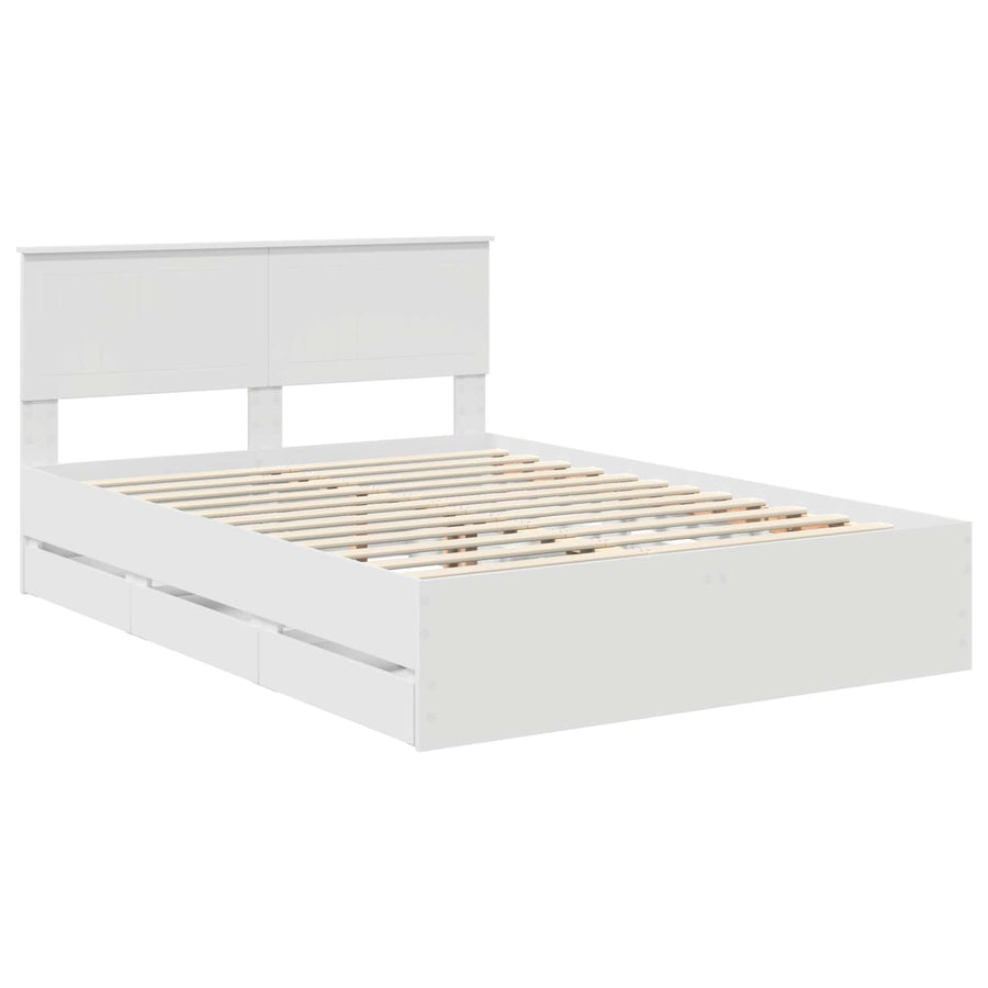 Bedframe met lade met opslag Wit 140 x 190 cm Ingenieurshout