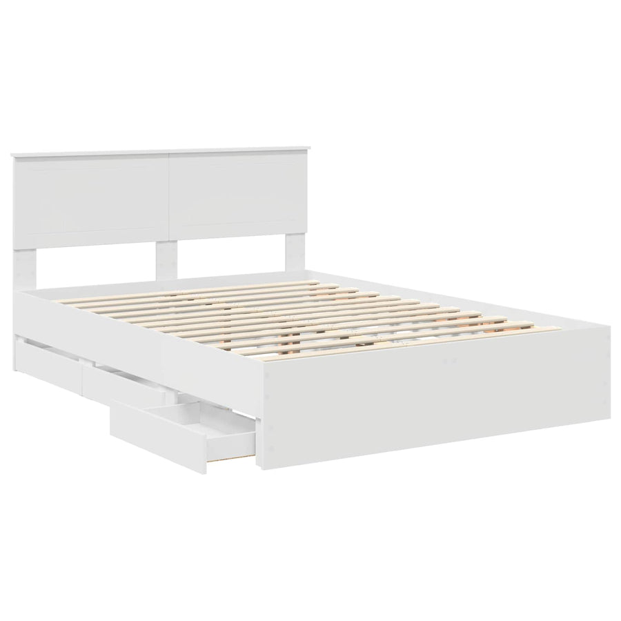Bedframe met lade met opslag Wit 140 x 190 cm Ingenieurshout