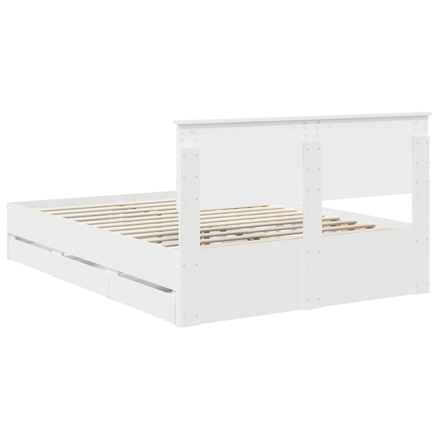 Bedframe met lade met opslag Wit 140 x 190 cm Ingenieurshout